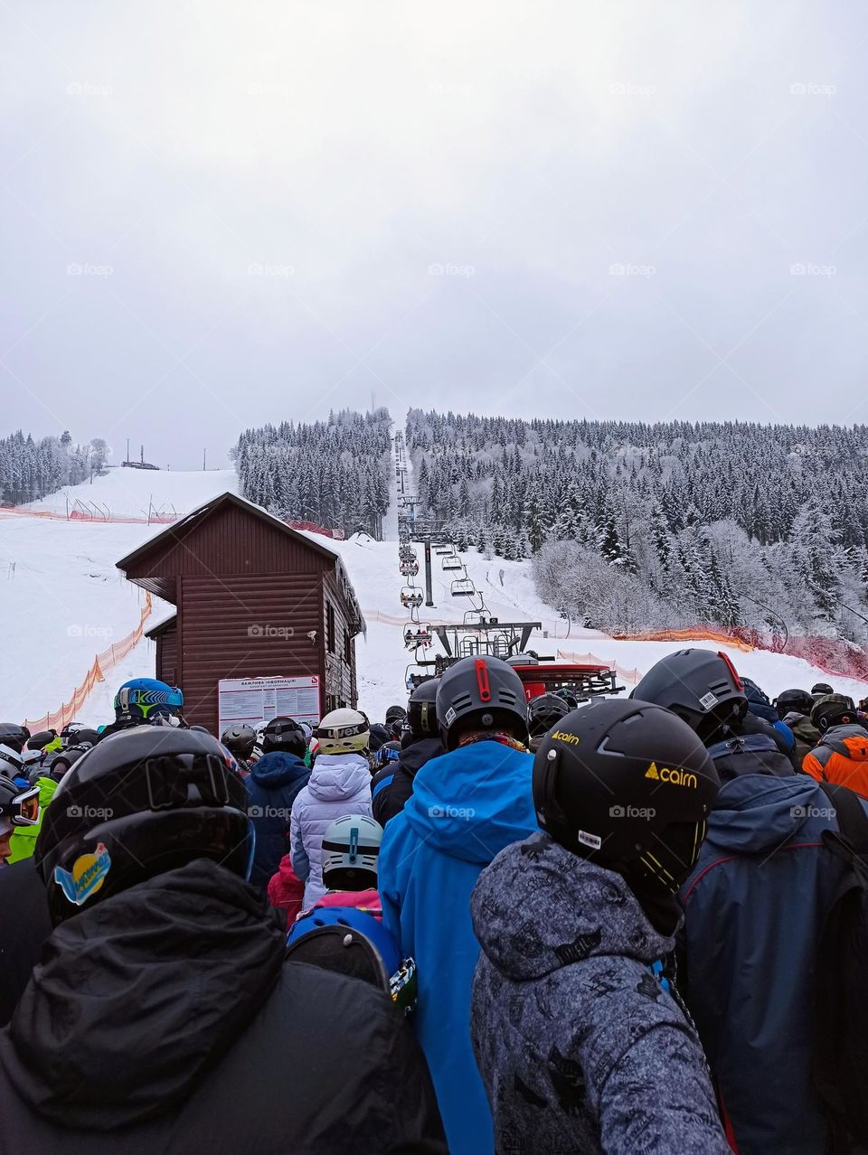 Introducing the crowds revolution! skiers, queue for the ski lift, sports