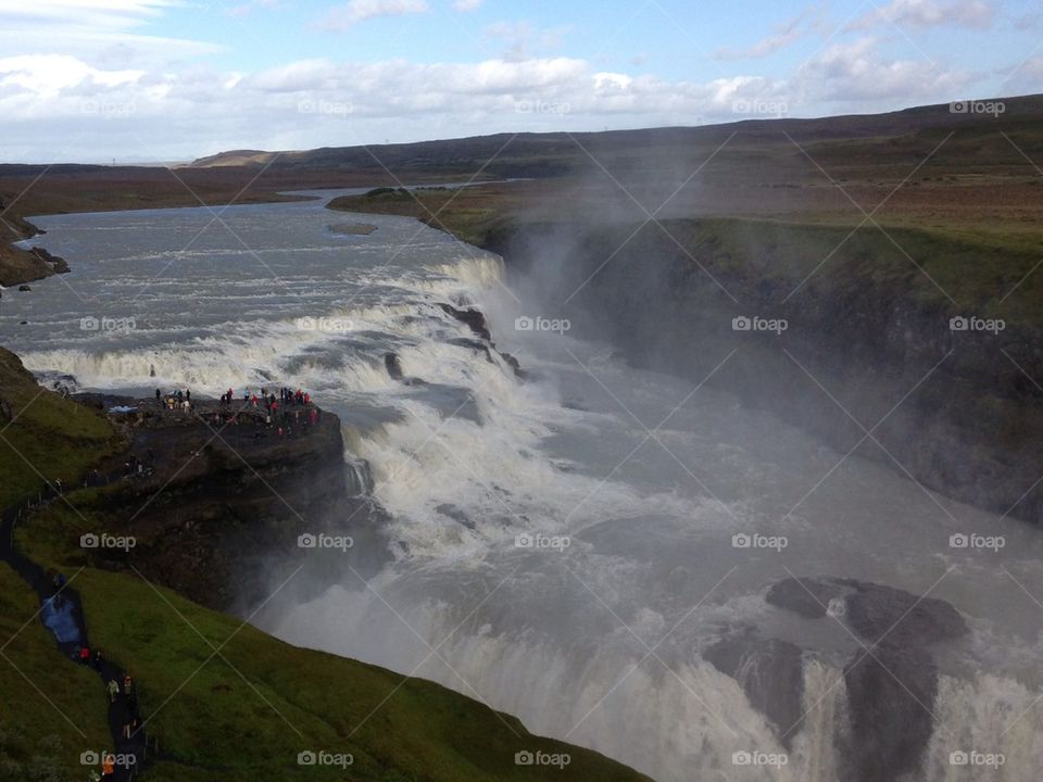 nature waterfall iceland gullfoss by The_Picture_man
