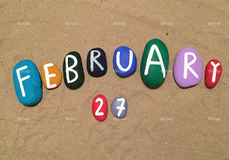 27th February, calendar date on stones