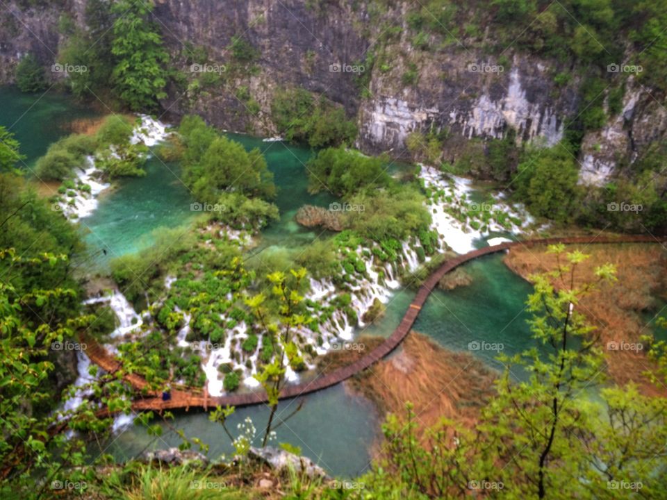 Lakes and great waterfalls in Plitvice national park of Croatia 