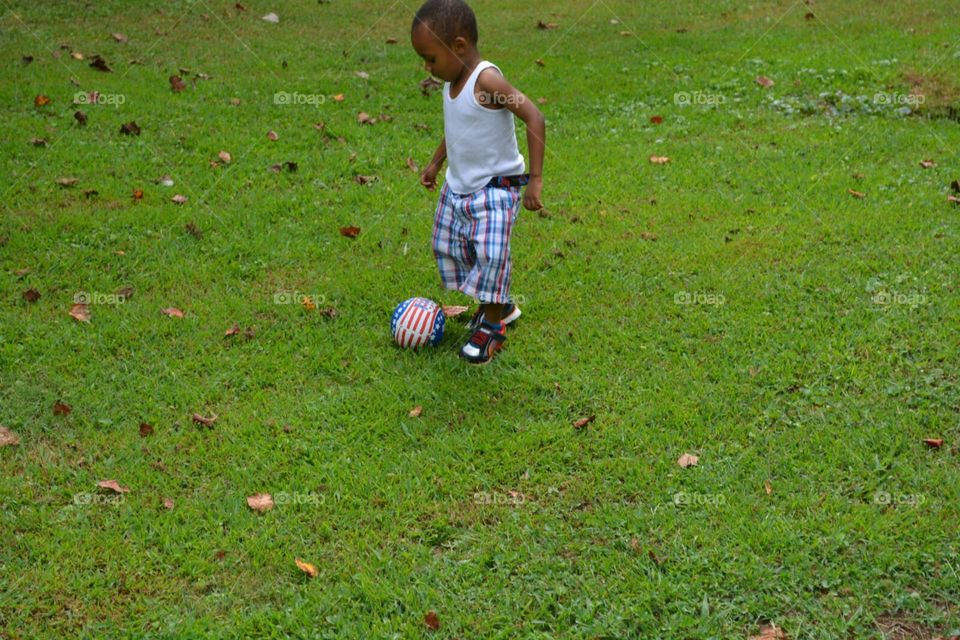 Child, Grass, Outdoors, Soccer, Competition