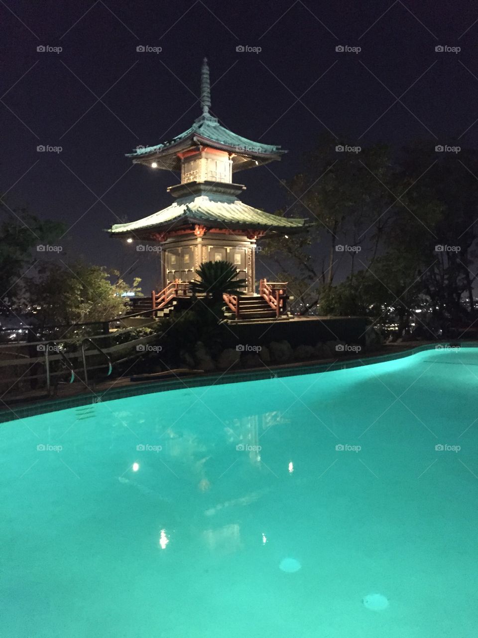 Pool Pagoda at Night
