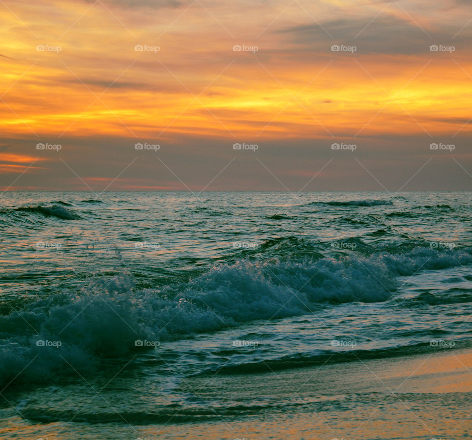 View of sea at sunset