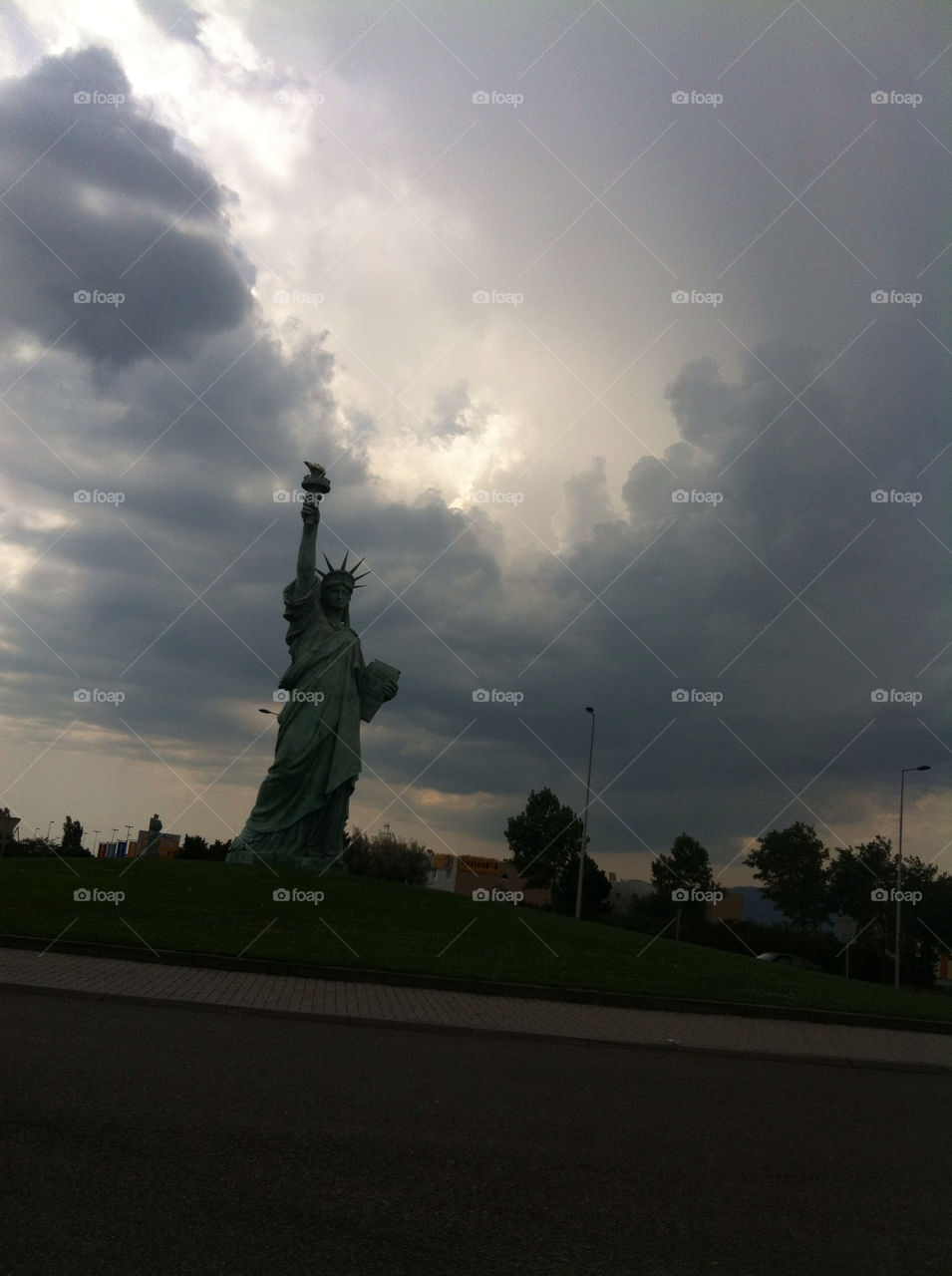 sky summer statue road by nectarb