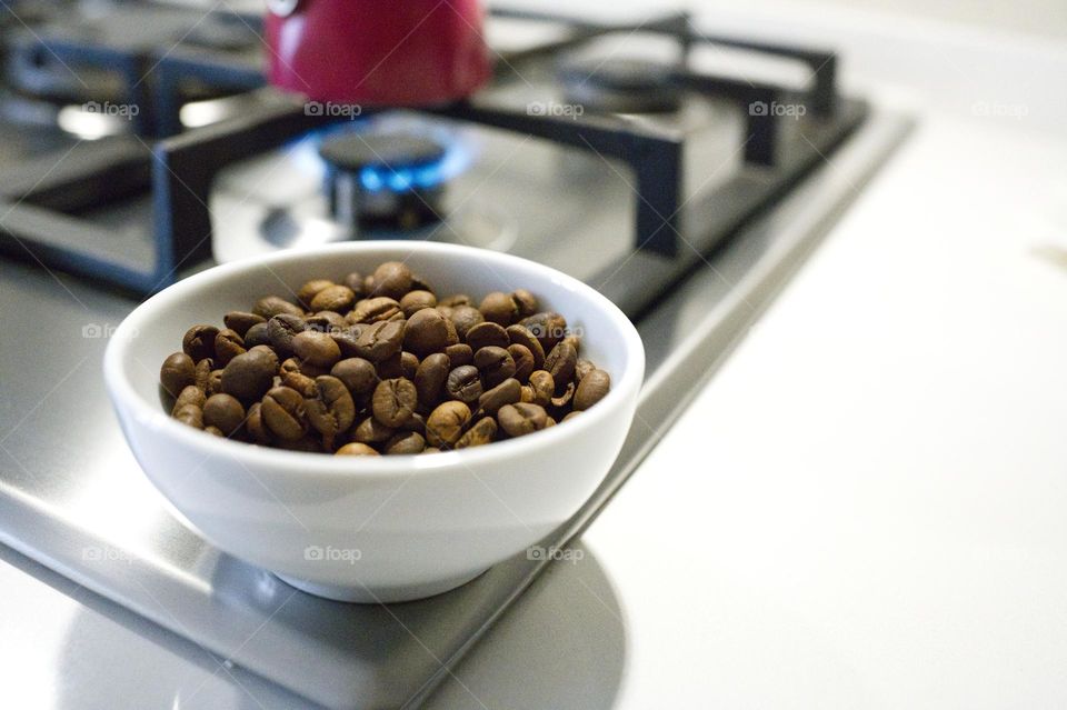 break with freshly ground coffee