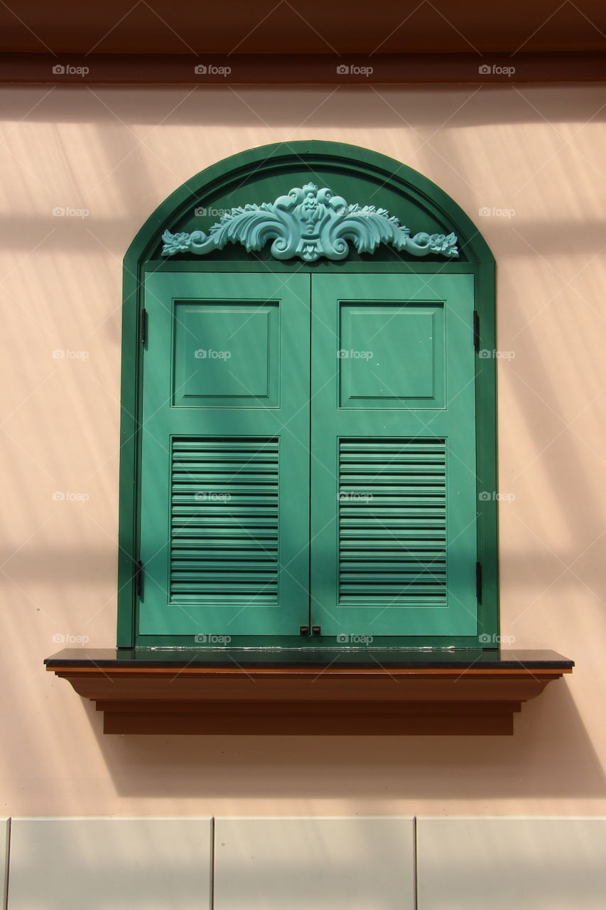 green window. green window and shadow