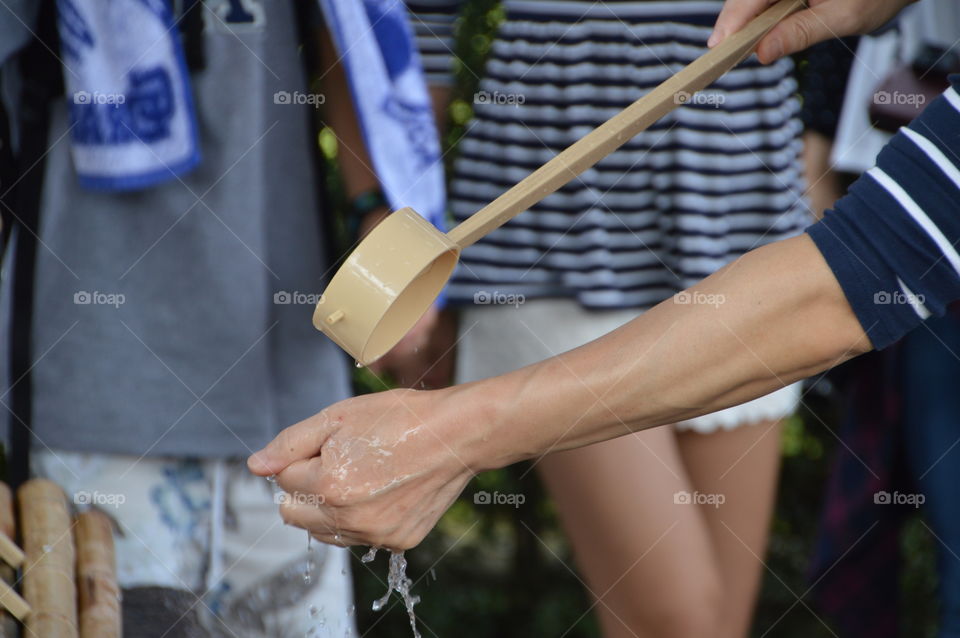Washing Hands At Arakawa Japanese Temple Or Shrine