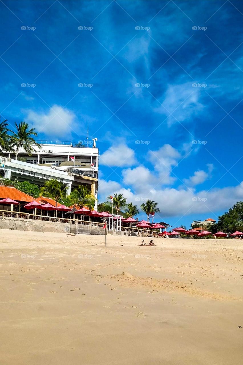 White sand beach with its beauty in low angle view