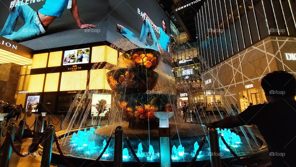 Artificial fountain in the street of Kuala Lumpur Malaysia