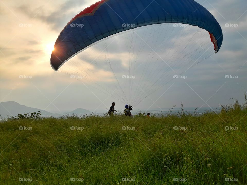 paraglider taking off
