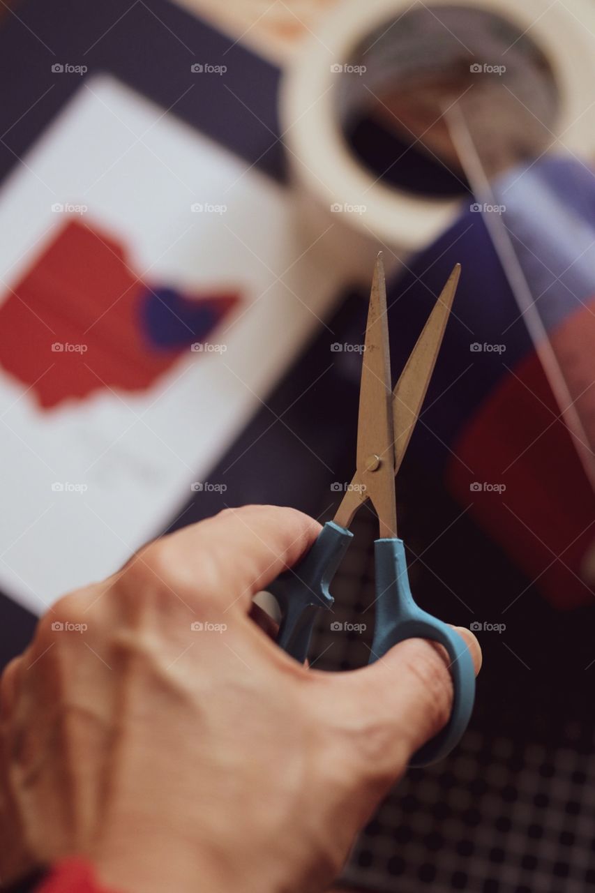 Crafting With Scissors, Duck Tape Art With Scissors, Art Projects, Woman With Scissors Making Art, Duck Tape Art, State Art, Ohio State Art