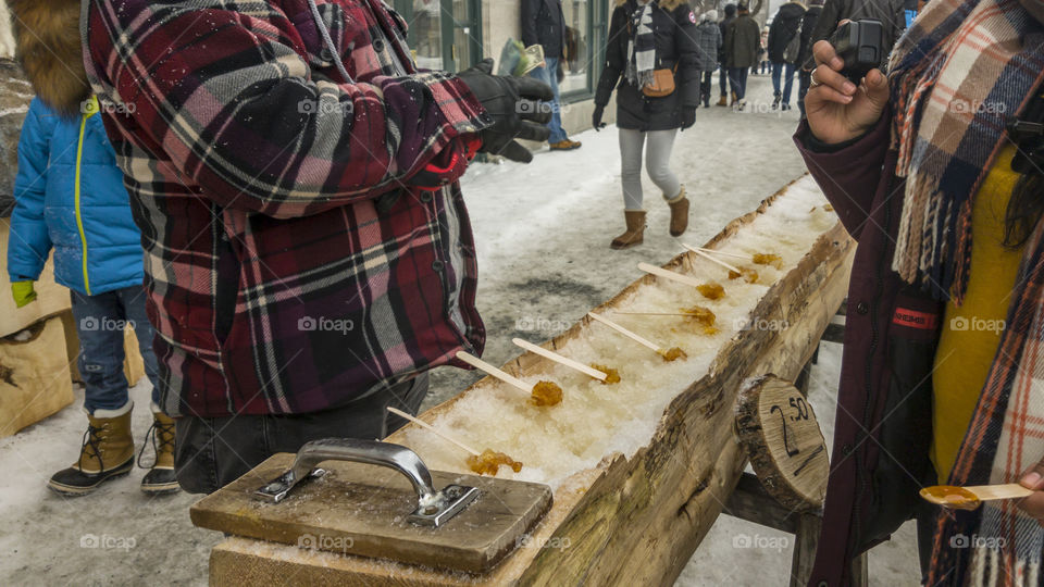 maple toffee at the sugar shack