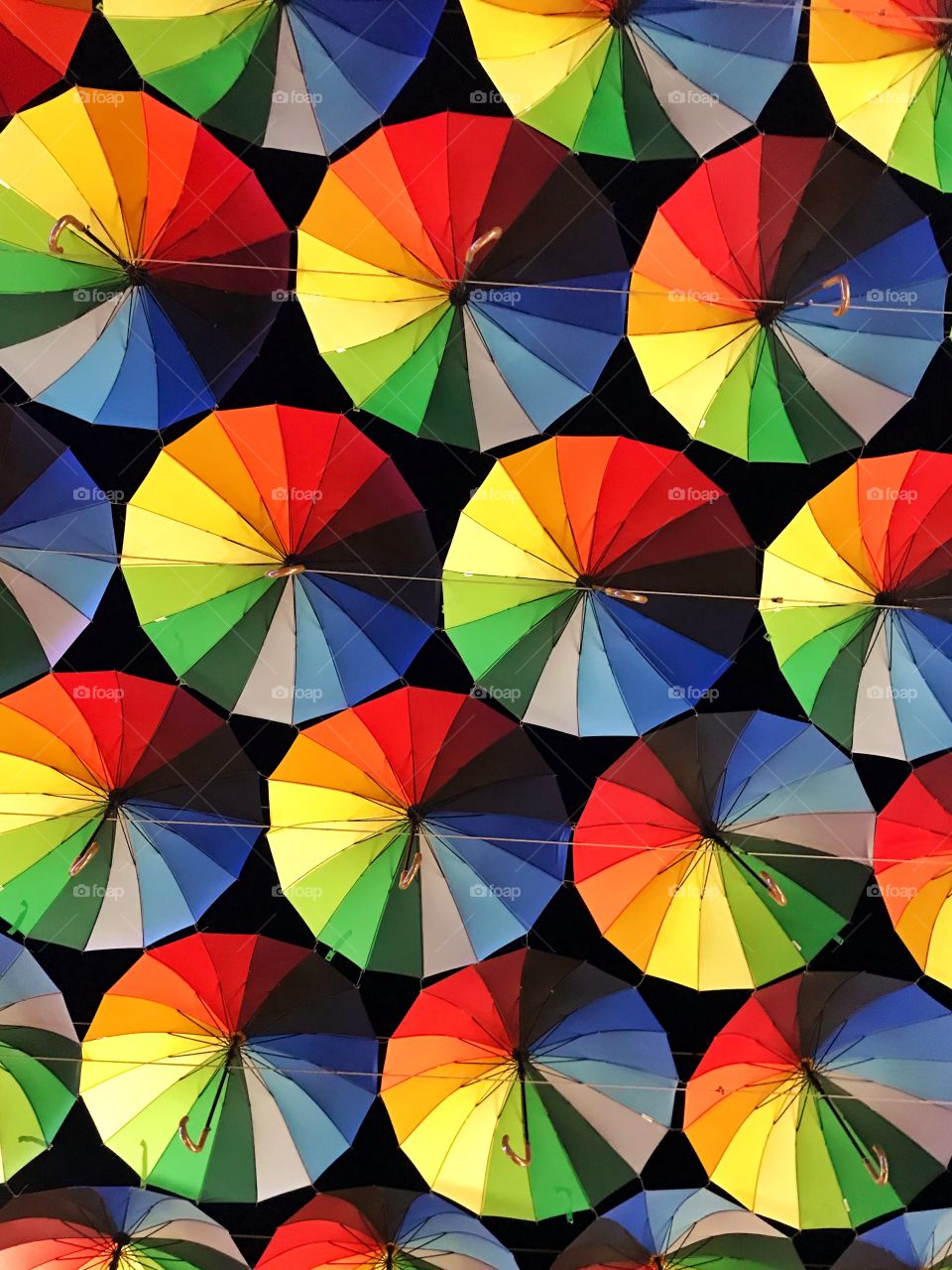Colored umbrellas background