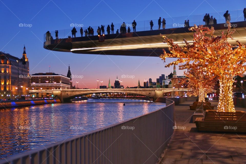 Flight bridge Moscow river 