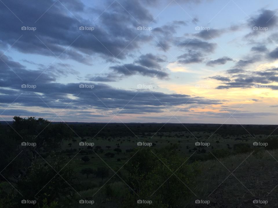 Sunset over Hwange National Park Zimbabwe 