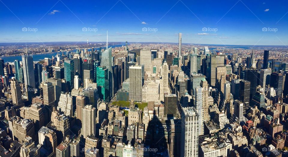 High angle view of Manhattan New York City