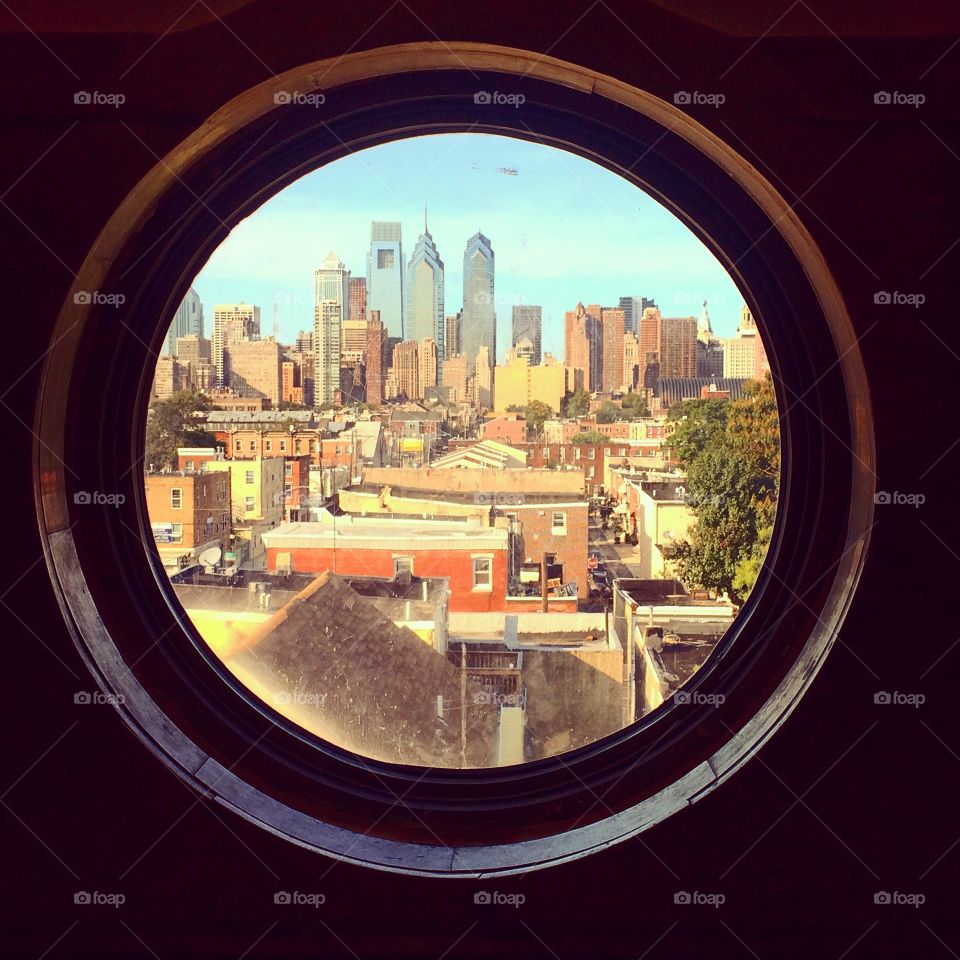Porthole view of Philly 