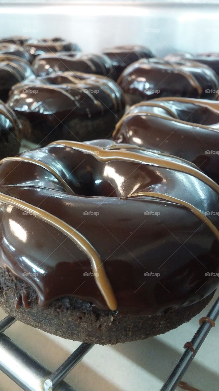 chocolate donut chocolate frosting Carmel drizzle
