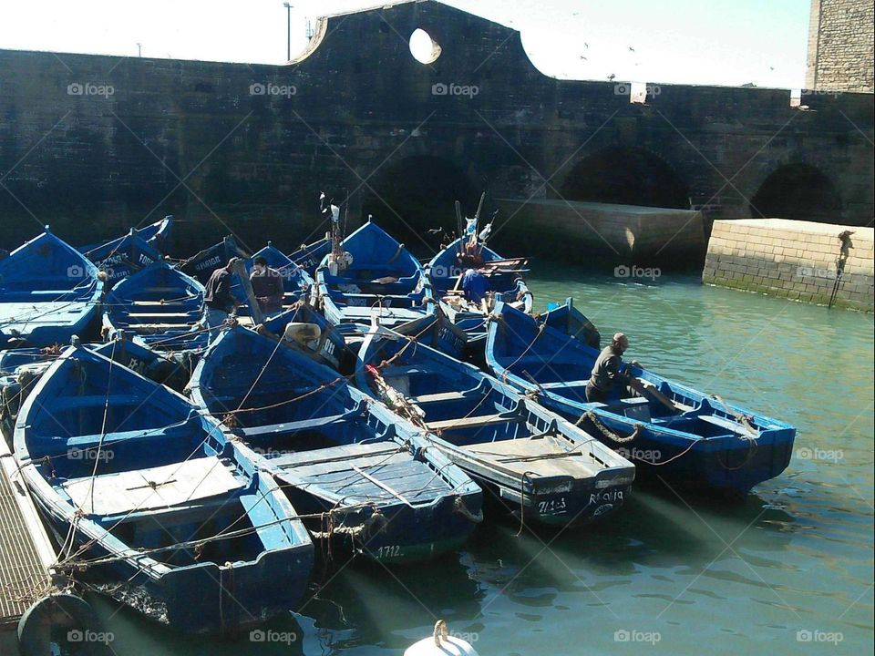 Beautiful boats at essaouira harbour in Morocco.