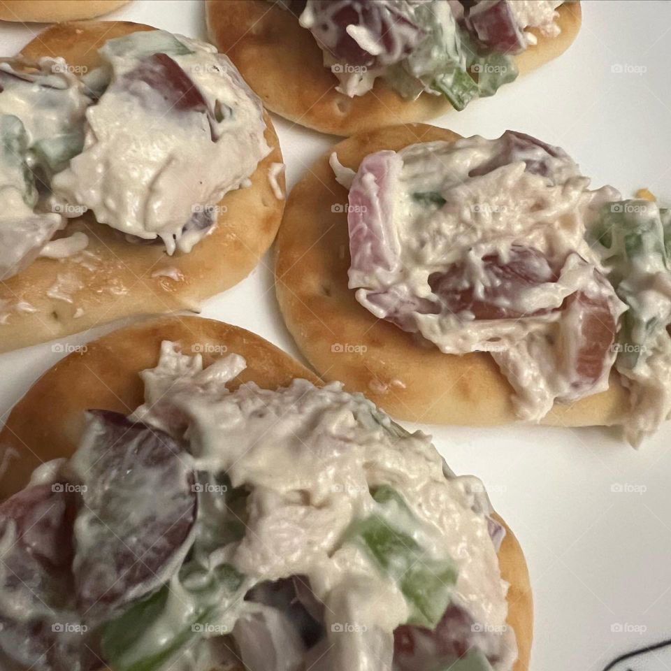 Homemade chicken salad on naan bread