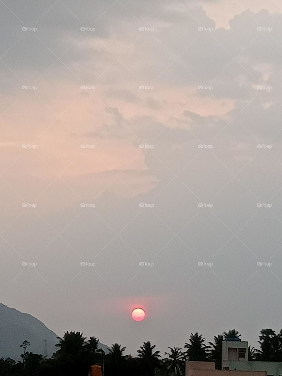 ravarma  Red sun, Gray clouds, Sky pink, Multiple colors