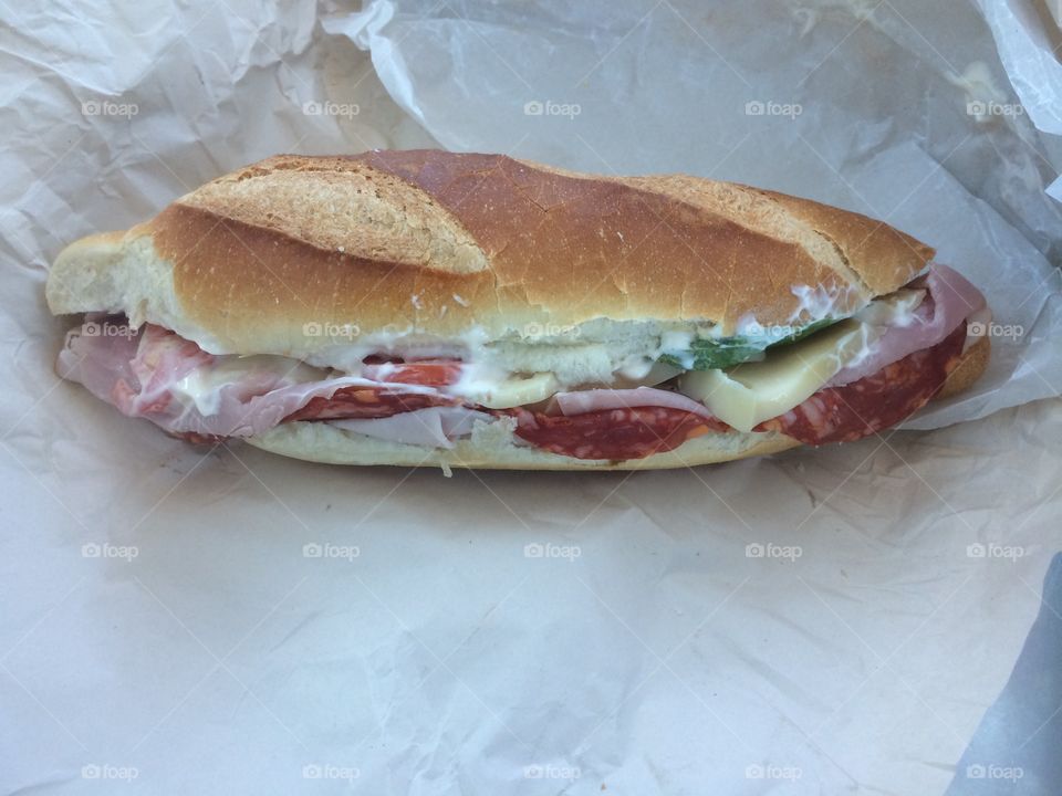 Italian made sub . Italian sub in Naples, Italy of course During a hard day of work going to enjoy it very much!  5€ so cheap!