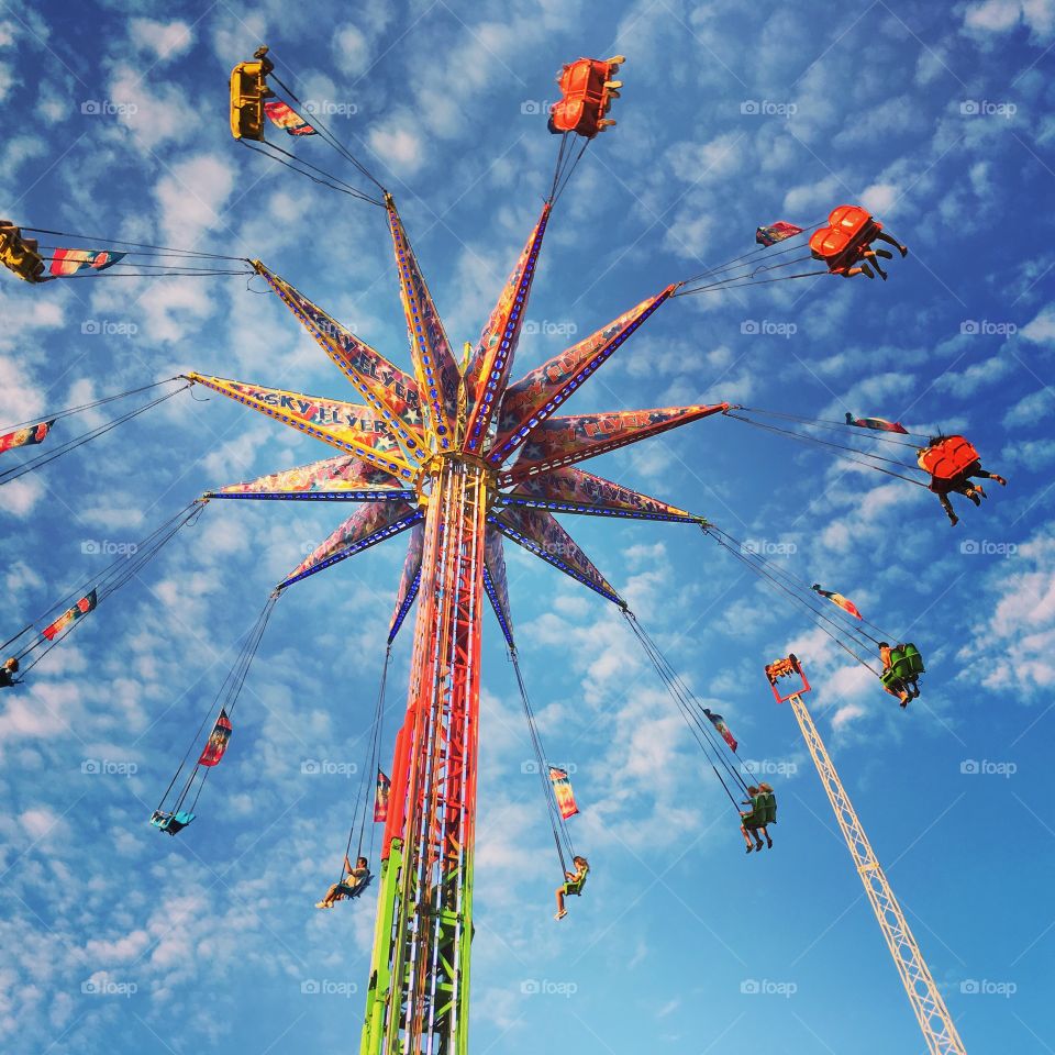 Low angle view of amusement ride in park