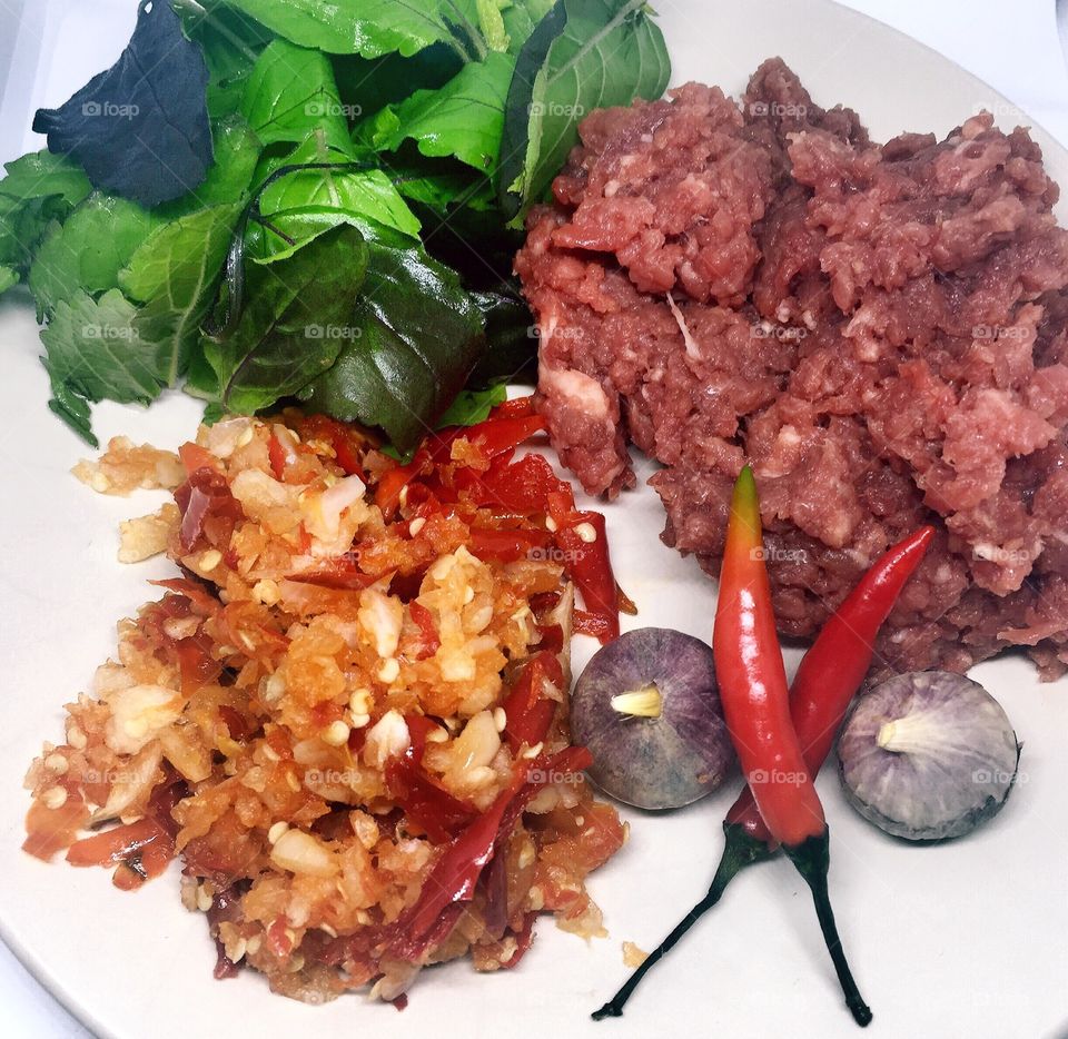 Thai food ..fried meat with basil