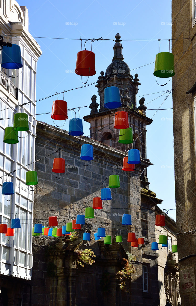 Street decoration in Santiago de Compostela, Spain.