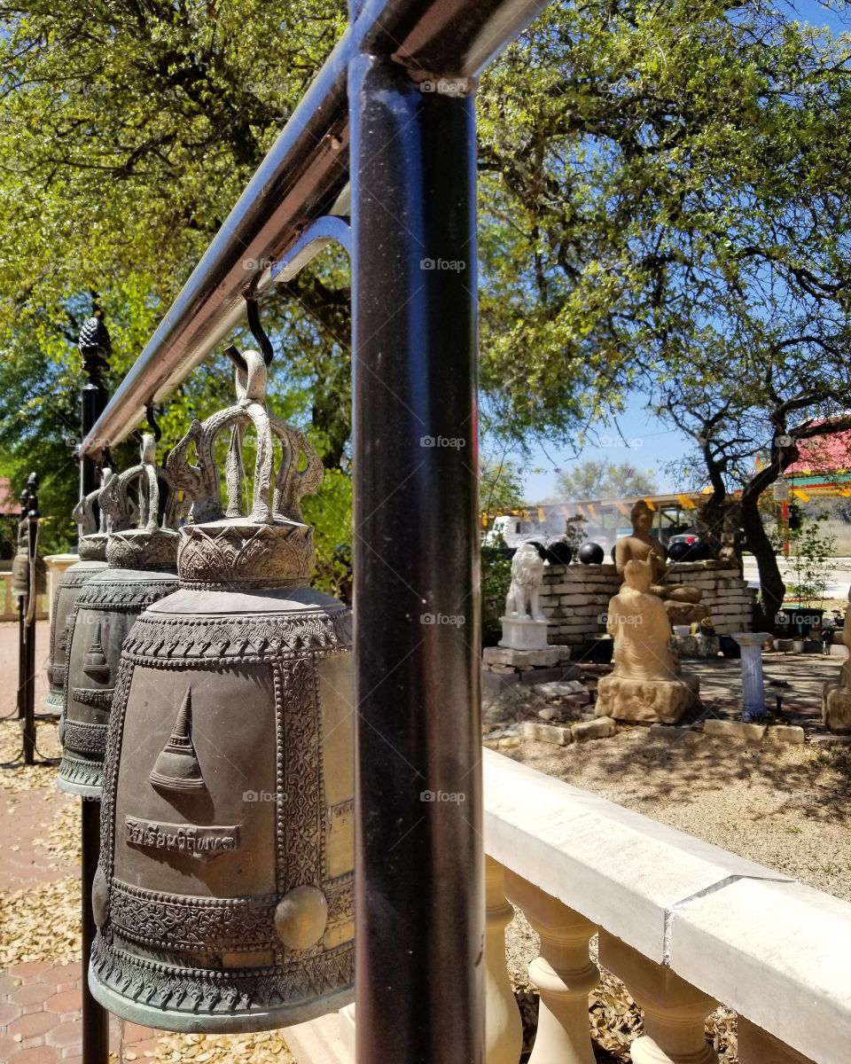 Prayer bells at Wat Pah Samarkki of Killeen, Texas.