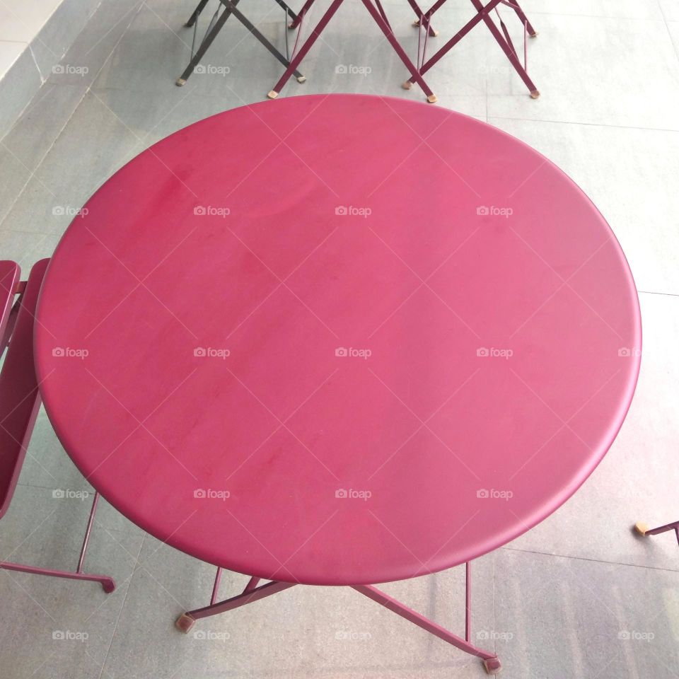 Pink table on the cafe