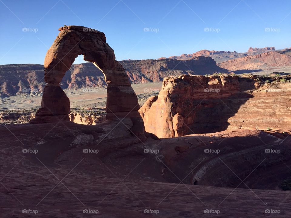 Delicate Arch Over Canyon In Arches National Park in Utah