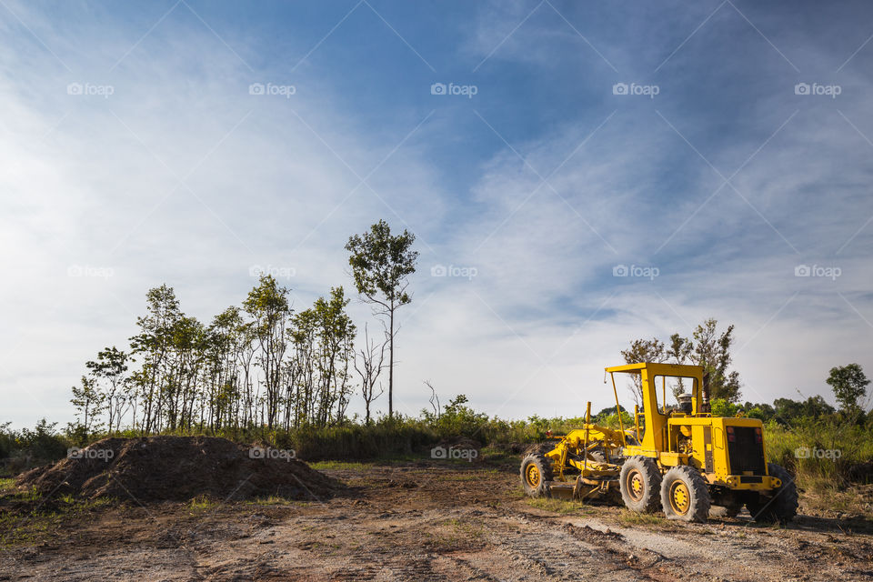 Construction car in the field 