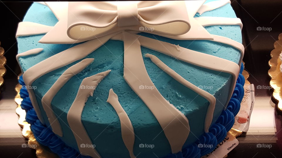 cake with ribbon