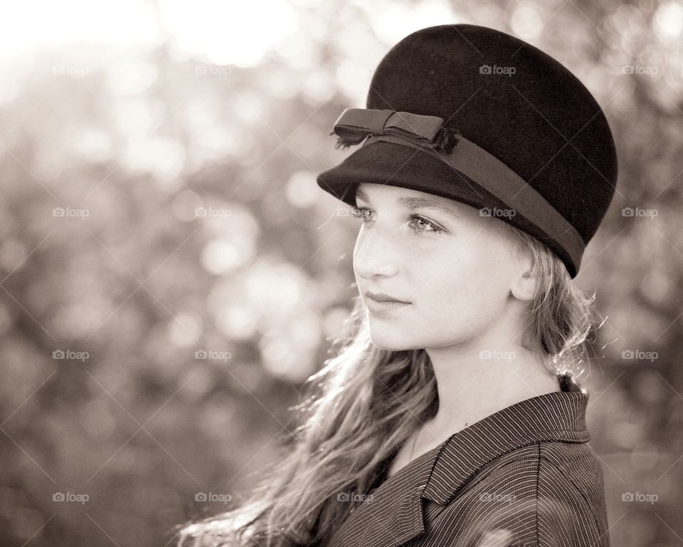 Girl in 1960s hat