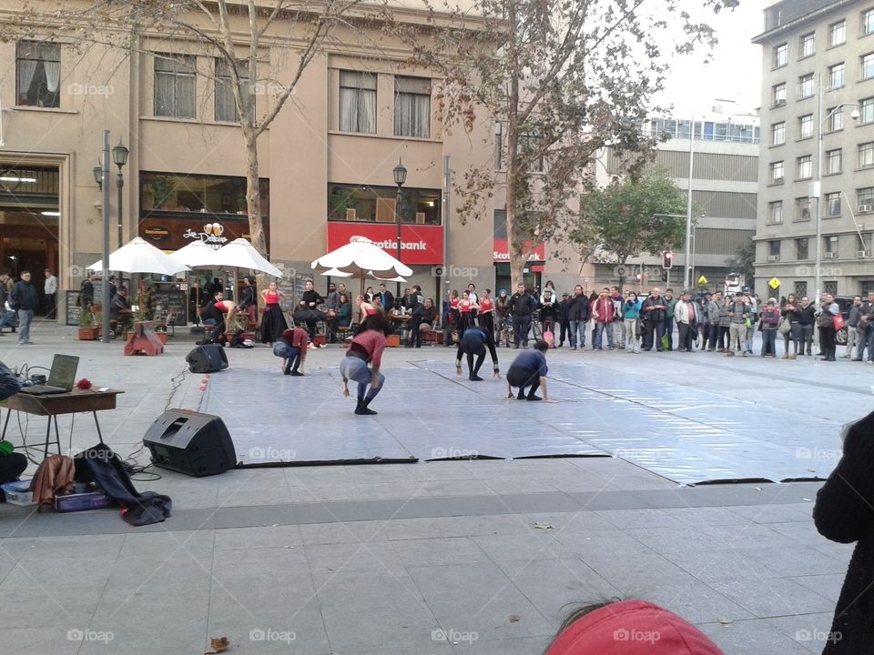 Cultural dance in the street of Chile