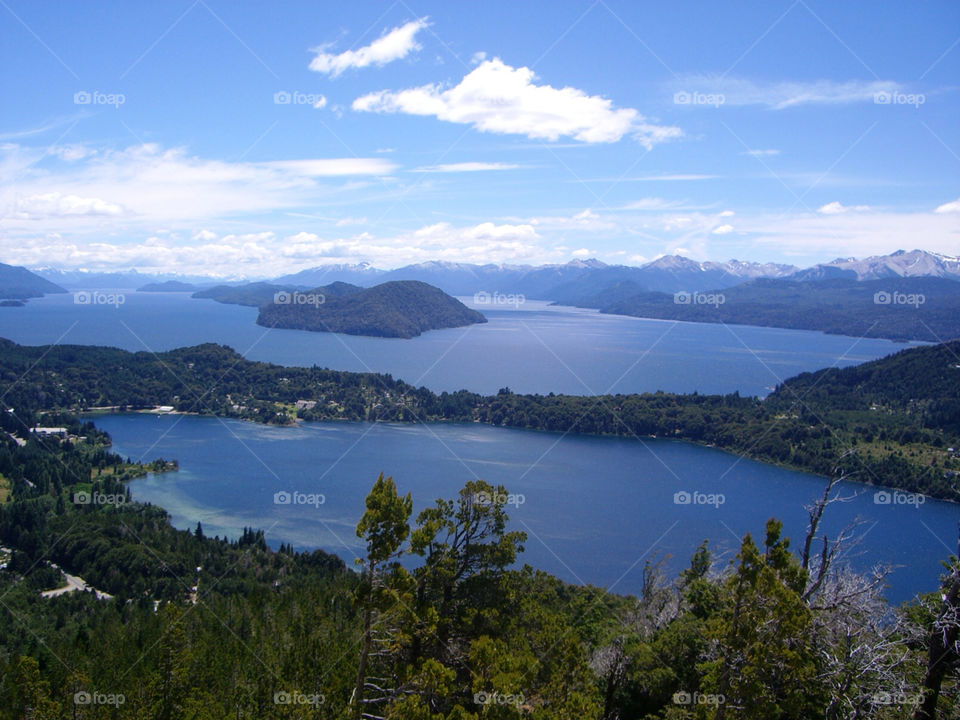 beach ocean sea mountains by litlit