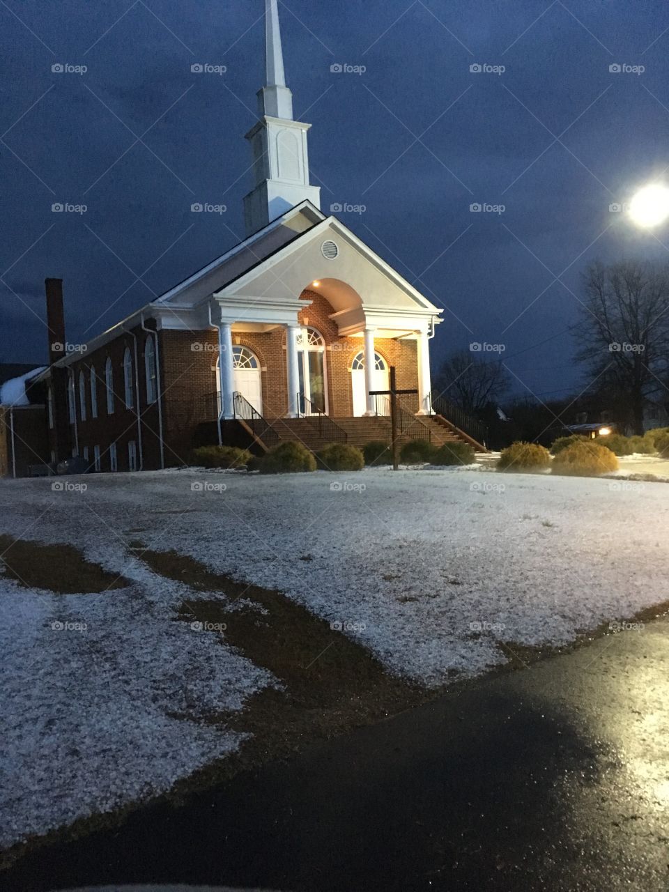Church with snowy foreground 