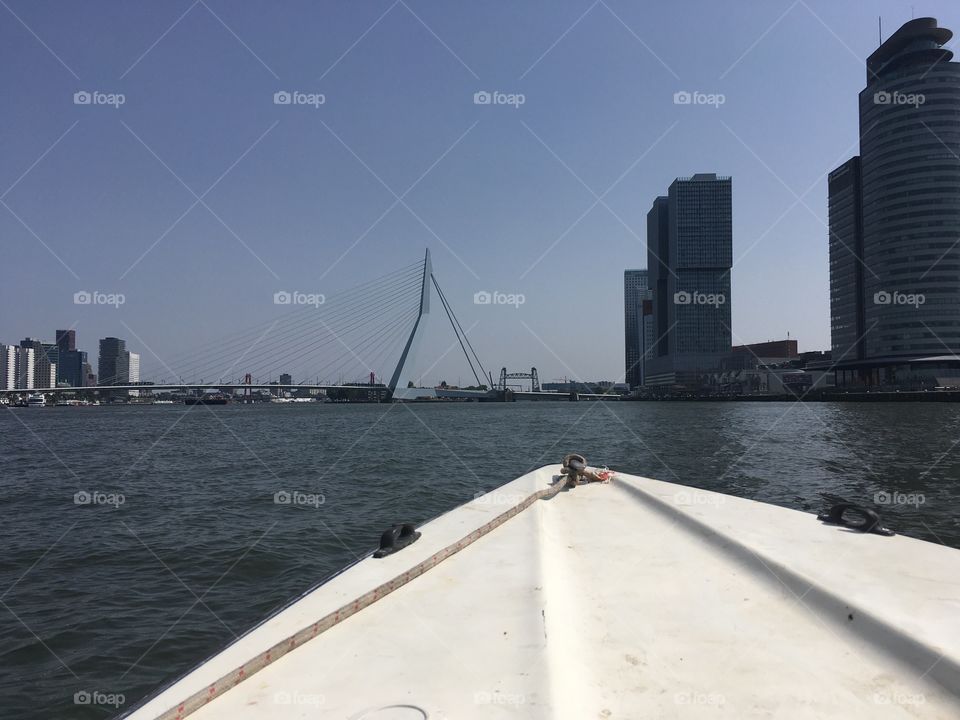 With the famous bridge of Rotterdam the netherlands