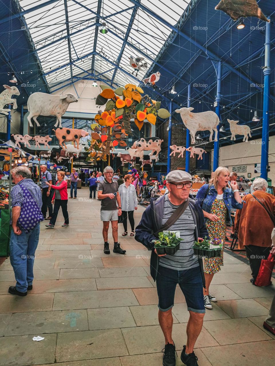 shoppers at Abergavenny market