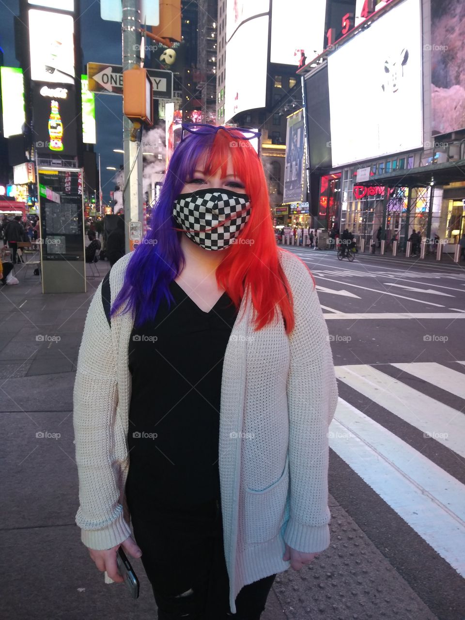 Times Square NYC Mask Wearing Tourist