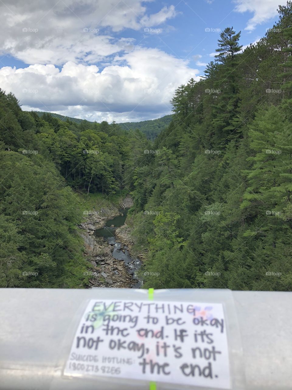 Inspirational quote over the gorge.