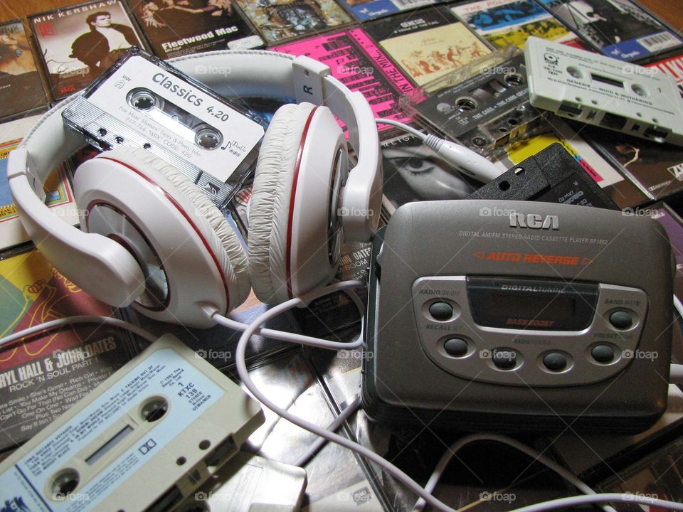 Cassettes, tapes, and headphones