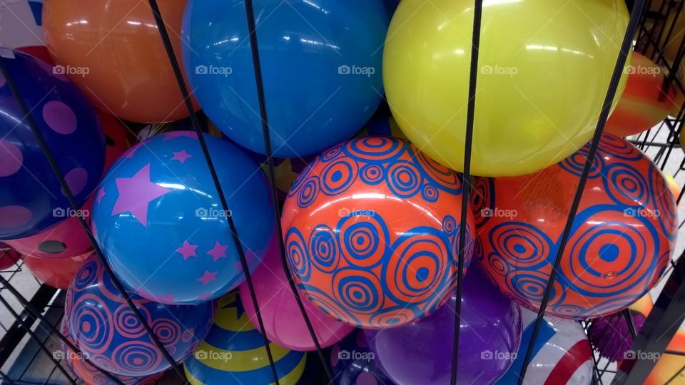 Toy balls in a store.
