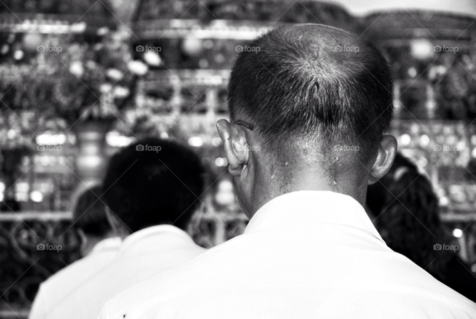 man bw head peaceful by trist9