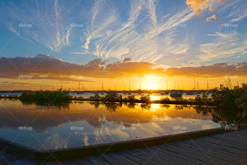 View of calm water during sunset