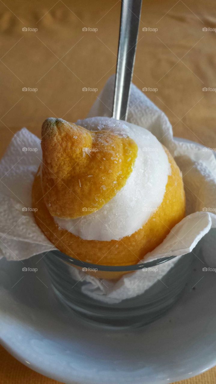 lemon ice cream in a real lemon