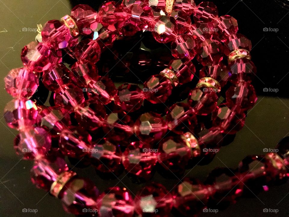 pink glass beads