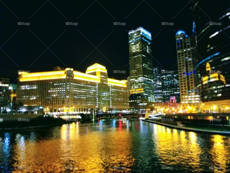 Beautiful City of Chicago at night