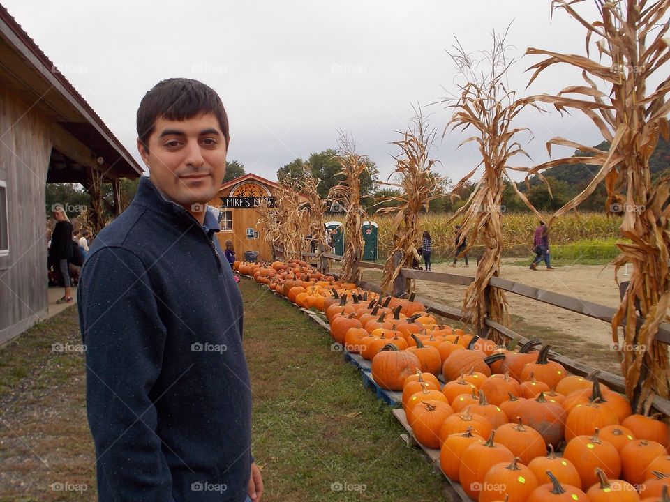 Friend with pumpkins 